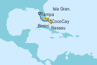 Visitando Tampa (Florida), CocoCay (Bahamas), Nassau (Bahamas), Isla Gran Bahama (Florida/EEUU), Bimini (Bahamas), Tampa (Florida)
