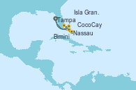 Visitando Tampa (Florida), Nassau (Bahamas), Bimini (Bahamas), Isla Gran Bahama (Florida/EEUU), CocoCay (Bahamas), Tampa (Florida)