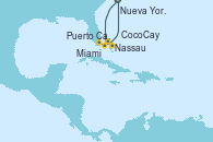 Visitando Nueva York (Estados Unidos), Puerto Cañaveral (Florida), Miami (Florida/EEUU), Nassau (Bahamas), CocoCay (Bahamas), Nueva York (Estados Unidos)