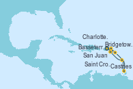 Visitando San Juan (Puerto Rico), Saint Croix (Islas Vírgenes), Charlotte Amalie (St. Thomas), Basseterre (Antillas), Castries (Santa Lucía/Caribe), Bridgetown (Barbados), San Juan (Puerto Rico)
