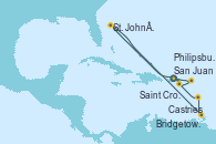 Visitando San Juan (Puerto Rico), Saint Croix (Islas Vírgenes), Philipsburg (St. Maarten), St. John´s (Antigua y Barbuda), Castries (Santa Lucía/Caribe), Bridgetown (Barbados), San Juan (Puerto Rico)