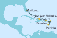 Visitando Fort Lauderdale (Florida/EEUU), Philipsburg (St. Maarten), Martinica (Antillas), Basseterre (Antillas), San Juan (Puerto Rico), Puerto Plata, Republica Dominicana, Fort Lauderdale (Florida/EEUU)