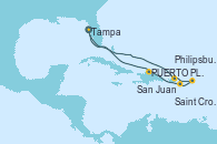 Visitando Tampa (Florida), San Juan (Puerto Rico), Philipsburg (St. Maarten), Saint Croix (Islas Vírgenes), Puerto Plata, Republica Dominicana, Tampa (Florida)