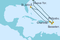 Visitando Nueva York (Estados Unidos), Philipsburg (St. Maarten), St. John´s (Antigua y Barbuda), Basseterre (Antillas), Charlotte Amalie (St. Thomas), Nueva York (Estados Unidos)
