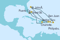 Visitando Puerto Cañaveral (Florida), Amber Cove (República Dominicana), Charlotte Amalie (St. Thomas), St. John´s (Antigua y Barbuda), Philipsburg (St. Maarten), San Juan (Puerto Rico), Great Stirrup Cay (Bahamas), Puerto Cañaveral (Florida)