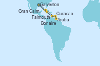 Visitando Galveston (Texas), Gran Caimán (Islas Caimán), Aruba (Antillas), Bonaire (Países Bajos), Curacao (Antillas), Falmouth (Jamaica), Galveston (Texas)