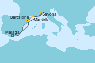 Visitando Málaga, Barcelona, Savona (Italia), Marsella (Francia), Málaga