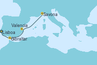Visitando Lisboa (Portugal), Gibraltar (Inglaterra), Valencia, Savona (Italia)
