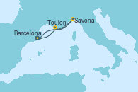 Visitando Barcelona, Toulon (Francia), Savona (Italia), Barcelona