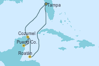 Visitando Tampa (Florida), Puerto Costa Maya (México), Cozumel (México), Roatán (Honduras), Tampa (Florida)