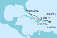 Visitando Fort Lauderdale (Florida/EEUU), Puerto Plata, Republica Dominicana, Charlotte Amalie (St. Thomas), Basseterre (Antillas), Philipsburg (St. Maarten), Fort Lauderdale (Florida/EEUU)