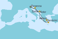 Visitando Ravenna (Italia), Santorini (Grecia), Atenas (Grecia), Kotor (Montenegro), Zadar (Croacia), Ravenna (Italia)