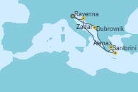 Visitando Ravenna (Italia), Dubrovnik (Croacia), Santorini (Grecia), Atenas (Grecia), Zadar (Croacia), Ravenna (Italia)