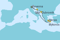 Visitando Ravenna (Italia), Dubrovnik (Croacia), Atenas (Grecia), Mykonos (Grecia), Split (Croacia), Ravenna (Italia)
