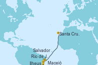 Visitando Río de Janeiro (Brasil), Ilheus (Brasil), Salvador de Bahía (Brasil), Maceió (Brasil), Santa Cruz de la Palma (España)