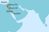 Visitando Sharm El Sheik (Egipto), Sokhna Port (Egipto), Safaga (Egipto), Jeddah (Arabia Saudí), Aqaba (Jordania), Sharm El Sheik (Egipto)