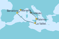 Visitando Civitavecchia (Roma), Palermo (Italia), La Valletta (Malta), Barcelona, Marsella (Francia)