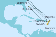 Visitando Baltimore (Maryland), Saint Croix (Islas Vírgenes), St. John´s (Antigua y Barbuda), Philipsburg (St. Maarten), Martinica (Antillas), Basseterre (Antillas), Baltimore (Maryland)