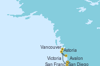 Visitando San Diego (California/EEUU), Avalon (California/EEUU), San Francisco (California/EEUU), San Francisco (California/EEUU), Astoria  (Oregón), Victoria (Canadá), Vancouver (Canadá)