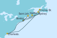 Visitando Boston (Massachusetts), Corner Brook (Newfoundland/Canadá), Charleston (Carolina del Sur), Sydney (Nueva Escocia/Canadá), Halifax (Canadá), Saint John (New Brunswick/Canadá), Boston (Massachusetts)