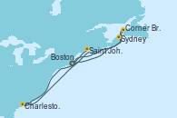 Visitando Boston (Massachusetts), Sydney (Nueva Escocia/Canadá), Corner Brook (Newfoundland/Canadá), Charleston (Carolina del Sur), Saint John (New Brunswick/Canadá), Boston (Massachusetts)