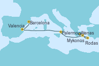 Visitando Atenas (Grecia), Rodas (Grecia), Mykonos (Grecia), Palermo (Italia), Valencia, Barcelona