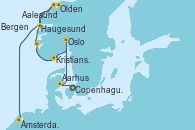 Visitando Copenhague (Dinamarca), Aarhus (Dinamarca), Oslo (Noruega), Kristiansand (Noruega), Haugesund (Noruega), Olden (Noruega), Aalesund (Noruega), Bergen (Noruega), Ámsterdam (Holanda)