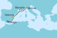 Visitando Málaga, Valencia, Marsella (Francia), Génova (Italia), Valencia