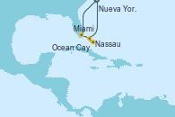 Visitando Nueva York (Estados Unidos), Miami (Florida/EEUU), Nassau (Bahamas), Ocean Cay MSC Marine Reserve (Bahamas), Nueva York (Estados Unidos)