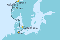 Visitando Kiel (Alemania), Copenhague (Dinamarca), Molde (Noruega), Aalesund (Noruega), Flam (Noruega), Kiel (Alemania)