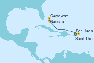 Visitando San Juan (Puerto Rico), Saint Thomas (Islas Vírgenes), Nassau (Bahamas), Castaway (Bahamas), Fort Lauderdale (Florida/EEUU)