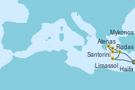 Visitando Haifa (Israel), Limassol (Chipre), Rodas (Grecia), Santorini (Grecia), Atenas (Grecia), Mykonos (Grecia), Haifa (Israel)