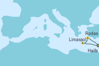 Visitando Haifa (Israel), Limassol (Chipre), Rodas (Grecia), Haifa (Israel)
