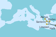 Visitando Haifa (Israel), Limassol (Chipre), Rodas (Grecia), Atenas (Grecia), Santorini (Grecia), Haifa (Israel)