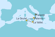 Visitando Taranto (Italia), La Valletta (Malta), La Goulette (Tunez), Palermo (Italia)