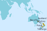 Visitando Sydney (Australia), Picton (Australia), Tauranga (Nueva Zelanda), Auckland (Nueva Zelanda), Bay of Islands (Nueva Zelanda), Sydney (Australia)