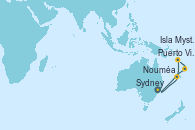 Visitando Sydney (Australia), Nouméa (Nueva Caledonia), Puerto Vila (Vanuatu), Isla Mystery (Vanuatu), Sydney (Australia)