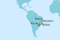 Visitando Río de Janeiro (Brasil), Salvador de Bahía (Brasil), Ilheus (Brasil), Buzios (Brasil), Río de Janeiro (Brasil)
