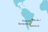 Visitando Río de Janeiro (Brasil), Buenos aires, Punta del Este (Uruguay), Montevideo (Uruguay), Río de Janeiro (Brasil)