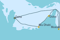 Visitando Doha (Catar), Muscat (Omán), Dubai, Dubai, Dubai, Abu Dhabi (Emiratos Árabes Unidos), Doha (Catar)