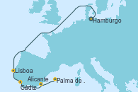 Visitando Hamburgo (Alemania), Lisboa (Portugal), Cádiz (España), Alicante (España), Palma de Mallorca (España)