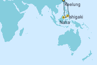 Visitando Keelung (Taiwán), Ishigaki (Japón), Naha (Japón), Naha (Japón), Ishigaki (Japón), Keelung (Taiwán)