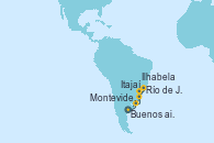 Visitando Buenos aires, Montevideo (Uruguay), Itajaí (Brasil), Ilhabela (Brasil), Río de Janeiro (Brasil), Buenos aires