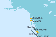 Visitando Vancouver (Canadá), Victoria (Canadá), Seattle (Washington/EEUU), San Francisco (California/EEUU), San Francisco (California/EEUU), Santa Bárbara (California), Los Ángeles (California)