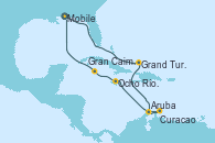 Visitando Mobile (Alabama), Grand Turks(Turks & Caicos), Aruba (Antillas), Curacao (Antillas), Ocho Ríos (Jamaica), Gran Caimán (Islas Caimán), Mobile (Alabama)