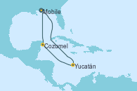 Visitando Mobile (Alabama), Yucatán (Progreso/México), Cozumel (México), Mobile (Alabama)