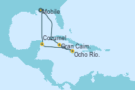 Visitando Mobile (Alabama), Gran Caimán (Islas Caimán), Ocho Ríos (Jamaica), Cozumel (México), Mobile (Alabama)