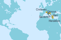 Visitando Civitavecchia (Roma), Génova (Italia), Heraklion (Creta), Santorini (Grecia), Bari (Italia)