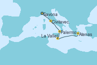 Visitando Savona (Italia), Civitavecchia (Roma), Palermo (Italia), La Valletta (Malta), Atenas (Grecia)