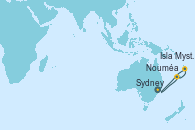 Visitando Sydney (Australia), Nouméa (Nueva Caledonia), Isla Mystery (Vanuatu), Isla Mystery (Vanuatu), Sydney (Australia)
